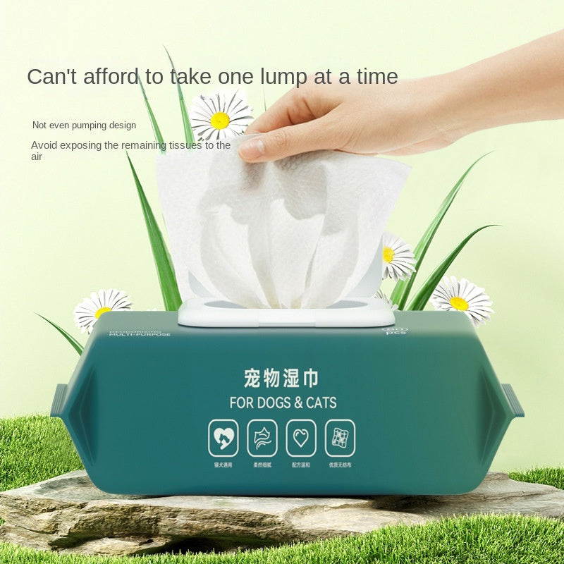 Pet Wet Wipes 80 Sheets Dog Cat Wet Tissues No Rinse Cleaning Eye Tear Stains Body Supplies Wet Tissues