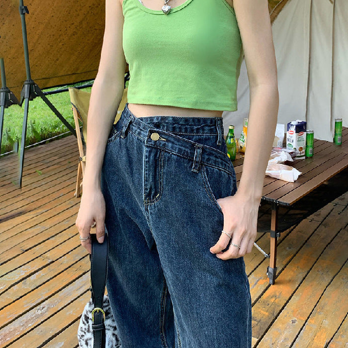 Jeans Women's Retro Loose High Waist Slim Mopping Pants