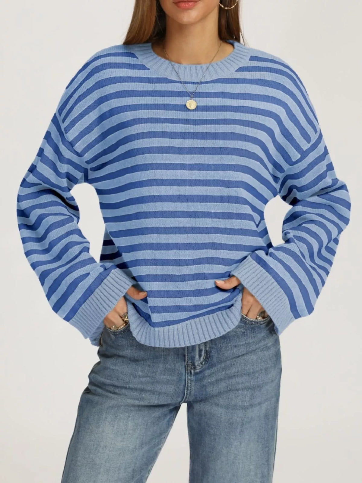 Striped Dropped Shoulder Sweater