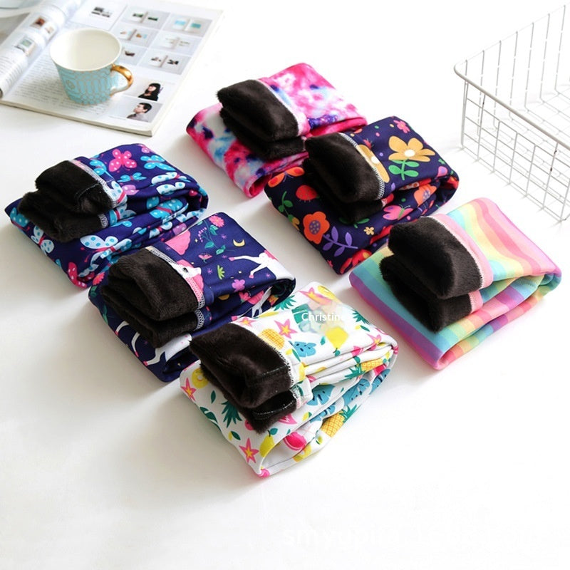 Girls Thin-Flannel SpringAutumn Outerwear Milk-Viscose Pants