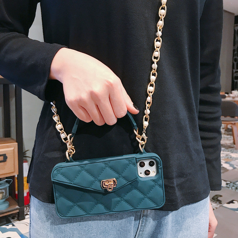 Compatible with Apple , Chain Diagonal Silicone Coin Purse Phone Case