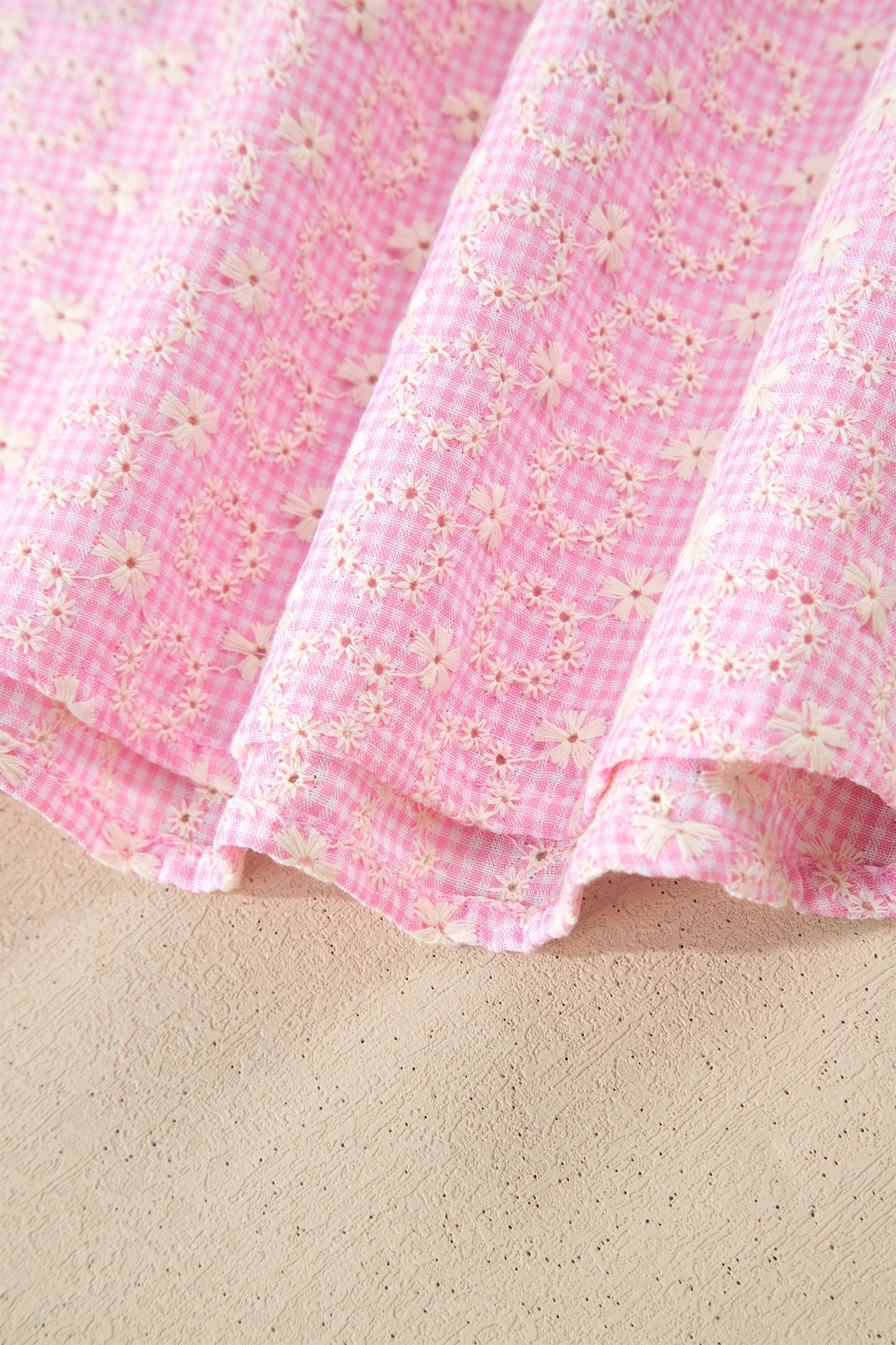 Flower Eyelet Embroidered Lace Flutter Sleeve Blouse