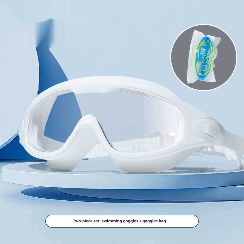 Childrens High-definition Waterproof Anti-fog One-piece Swim Goggles With Large Frames