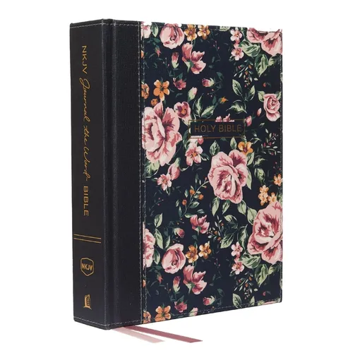 NKJV, Journal the Word Bible, Cloth Over Board, Gray Floral, Red Letter Edition, Comfort Print: Reflect, Journal, or Create Art Next to Your Favorite