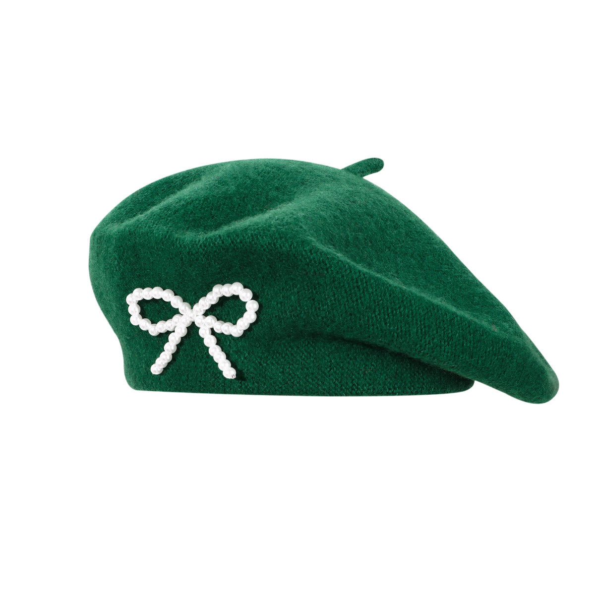 Pearl Bow Wool Breathable Beret