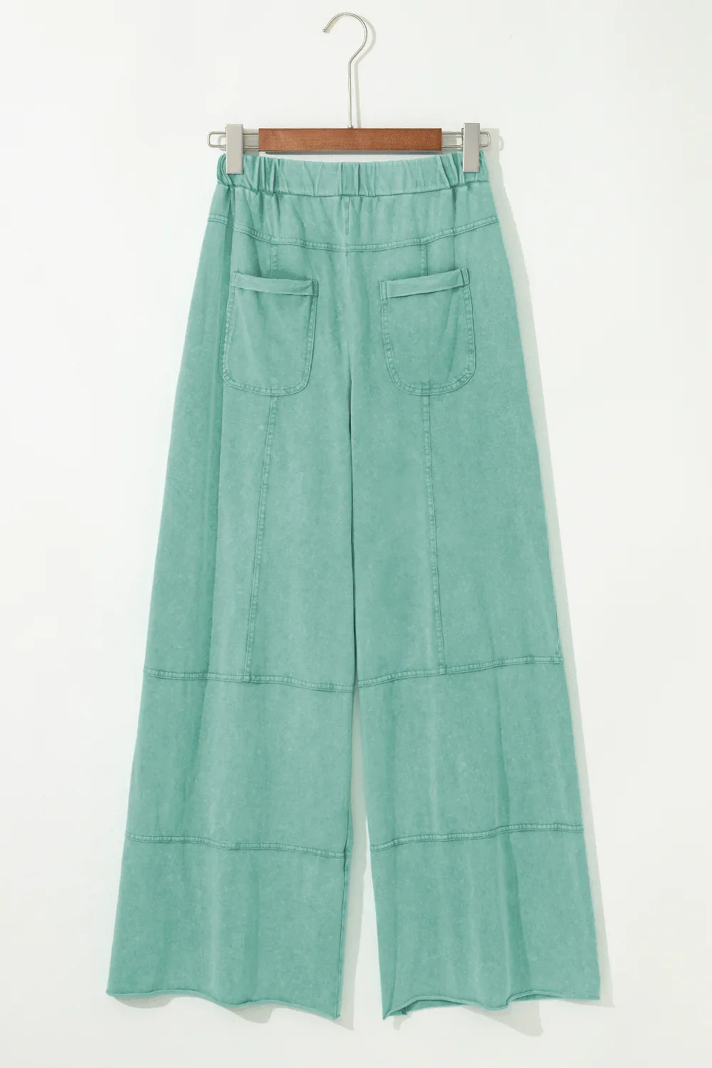 Black Mineral Wash Exposed Seam Wide Leg Cargo Pants