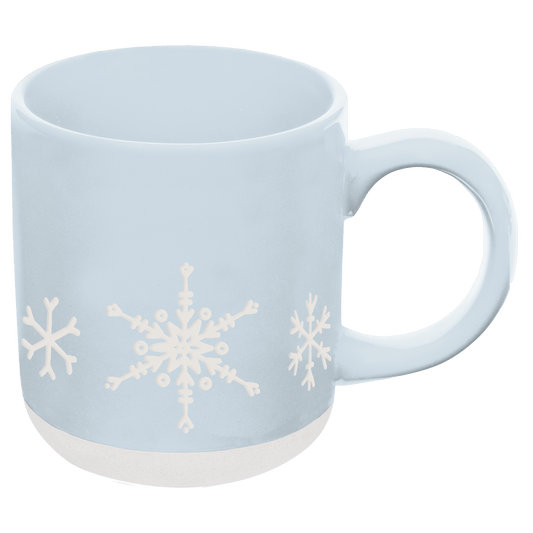 Snowflakes 14 oz Blue Stoneware Coffee Mug