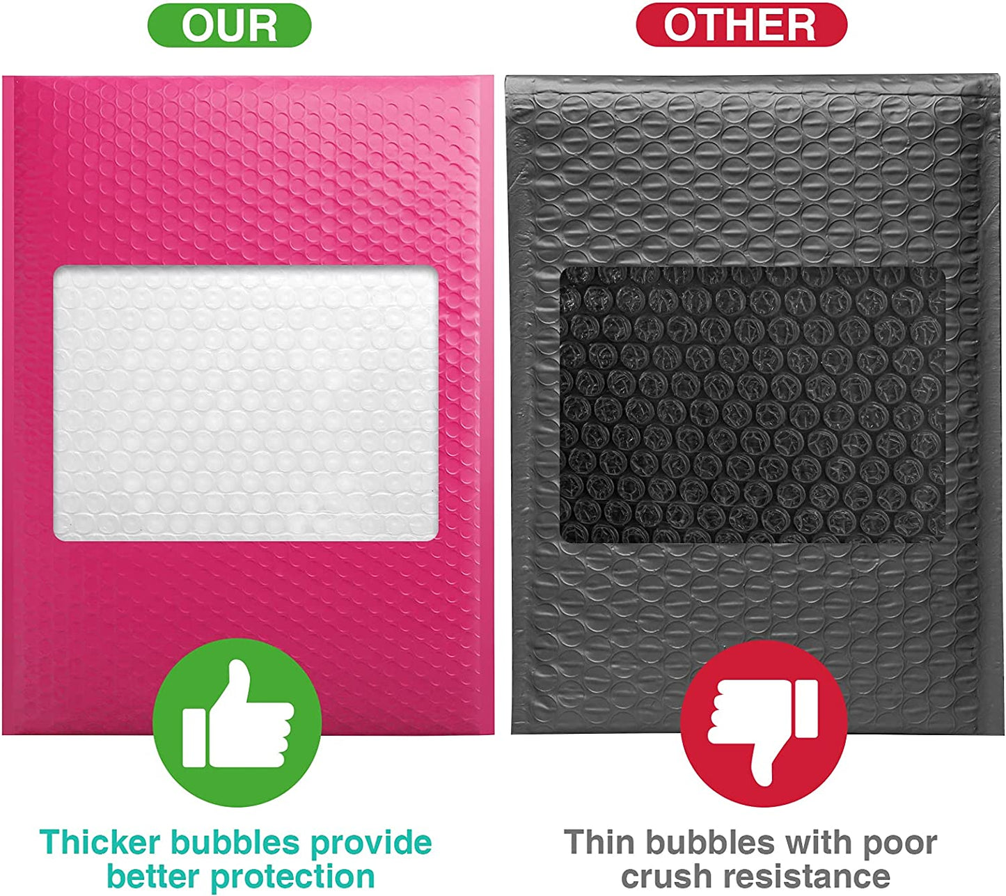 10.5x16 Bubble Mailer  #5|Usable Size 10.5x15"| Hot Pink