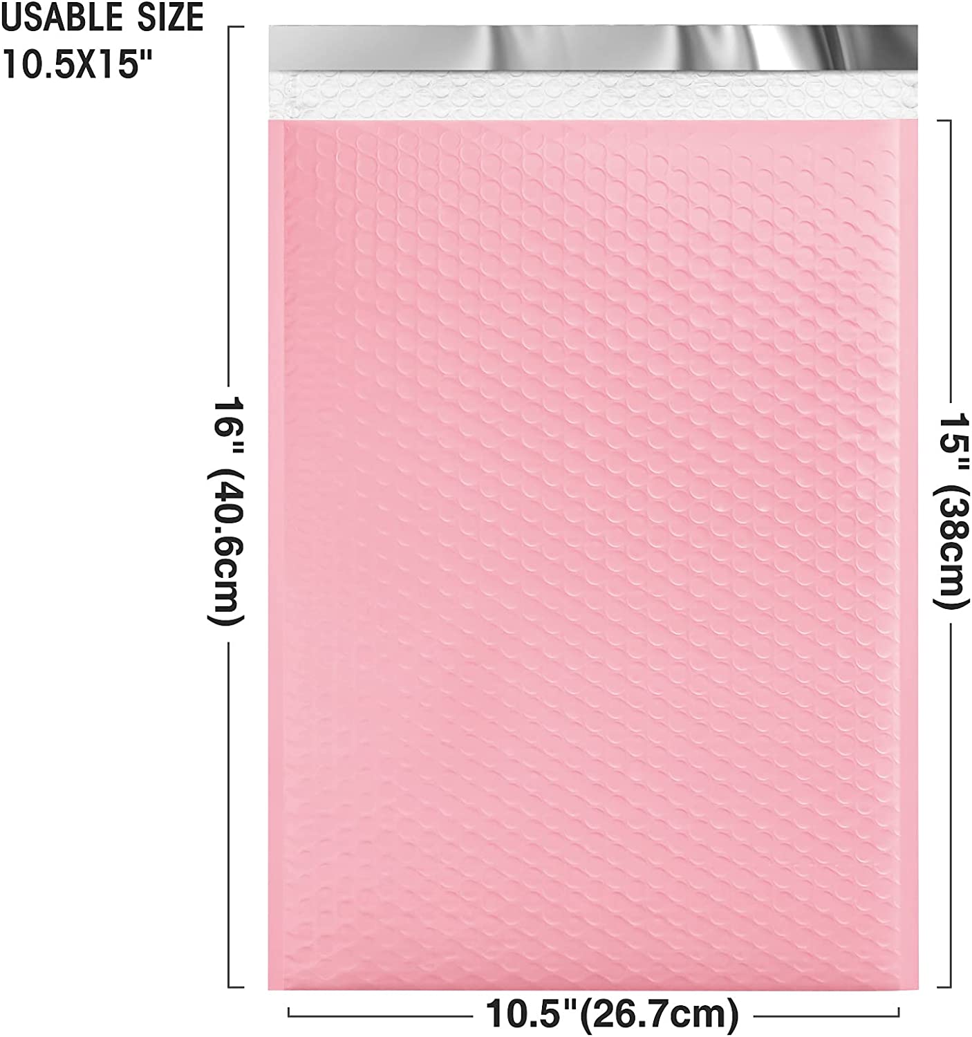 10.5x16 Bubble Mailer  #5|Usable Size 10.5x15"| Sakura Pink