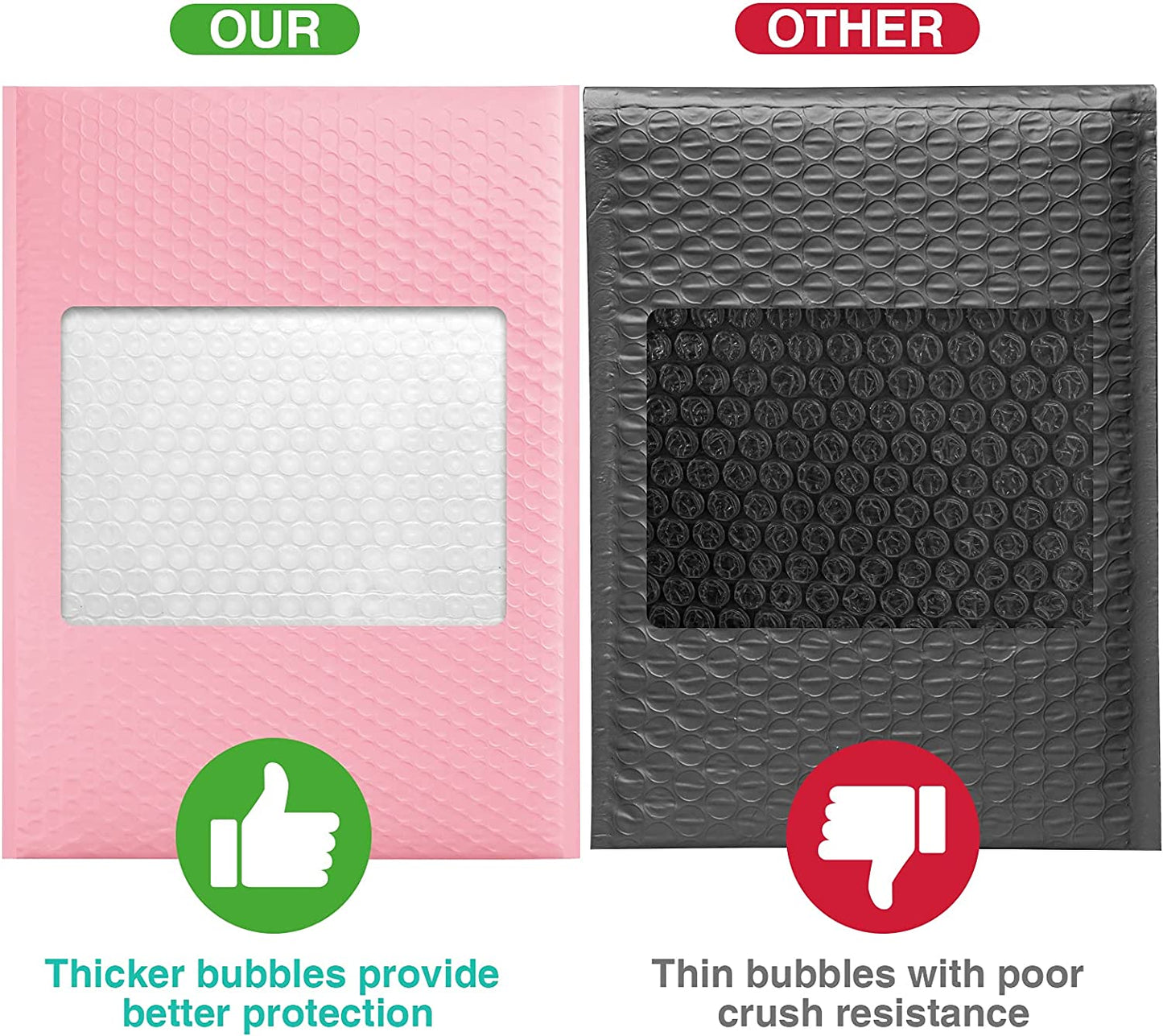 10.5x16 Bubble Mailer  #5|Usable Size 10.5x15"| Sakura Pink