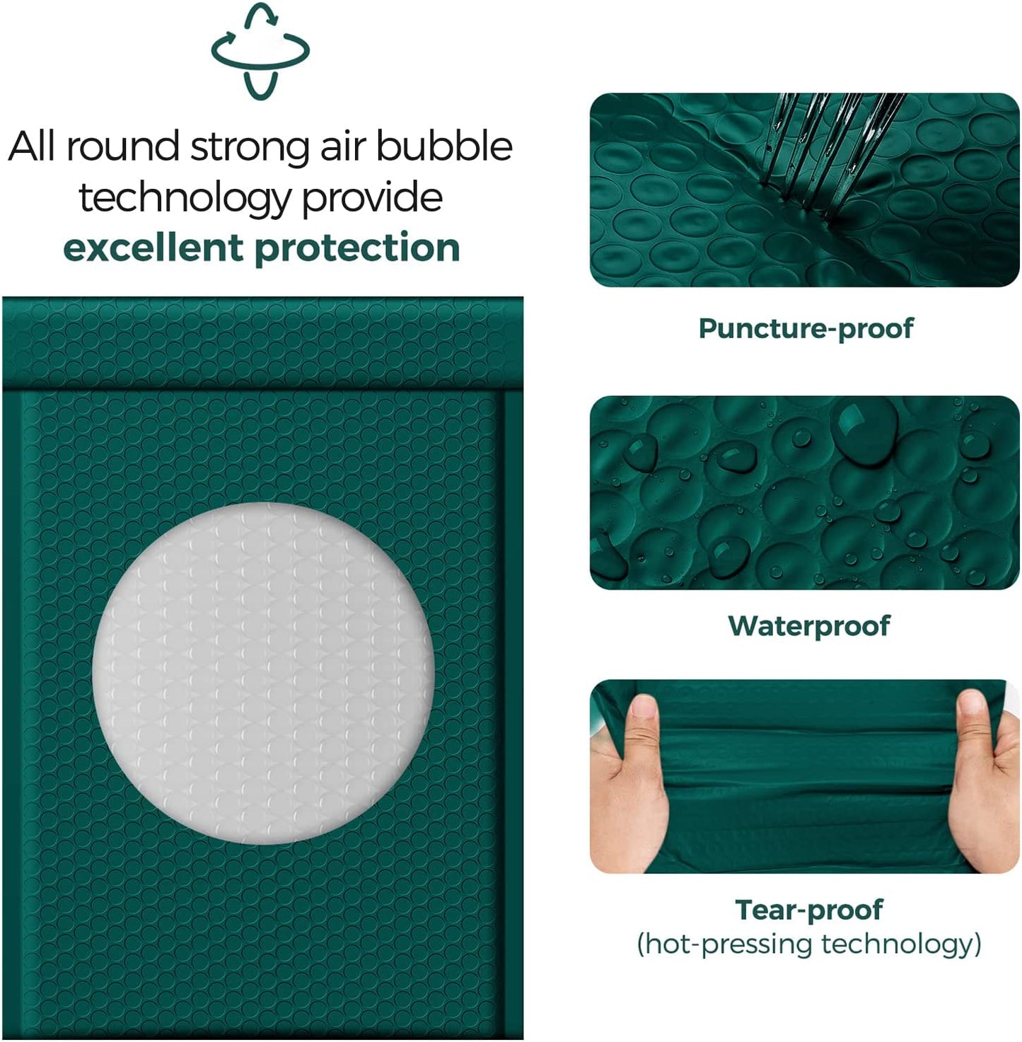 10.5x16 Bubble Mailer  #5|Usable Size 10.5x15"| Forest Green