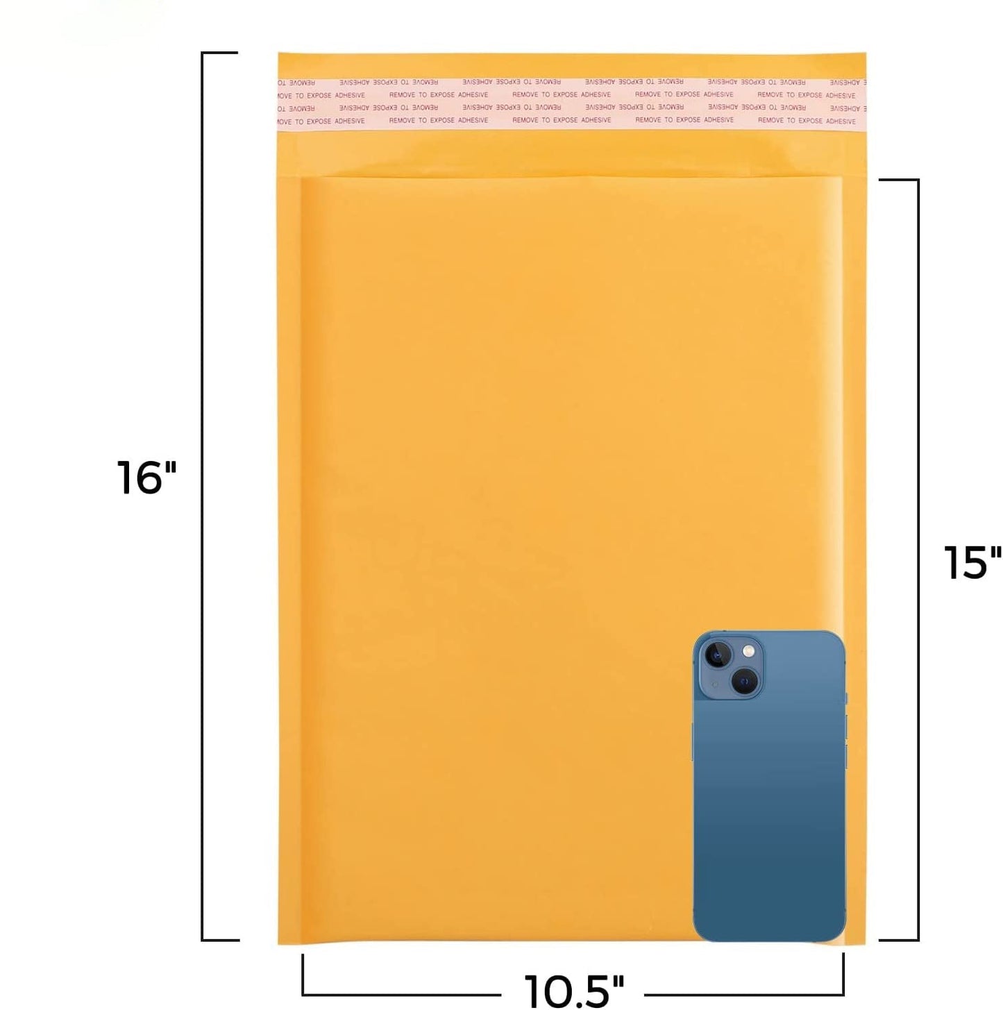 10.5x16 Kraft Bubble Mailer  #5|Usable Size 10.5x15"| Yellow