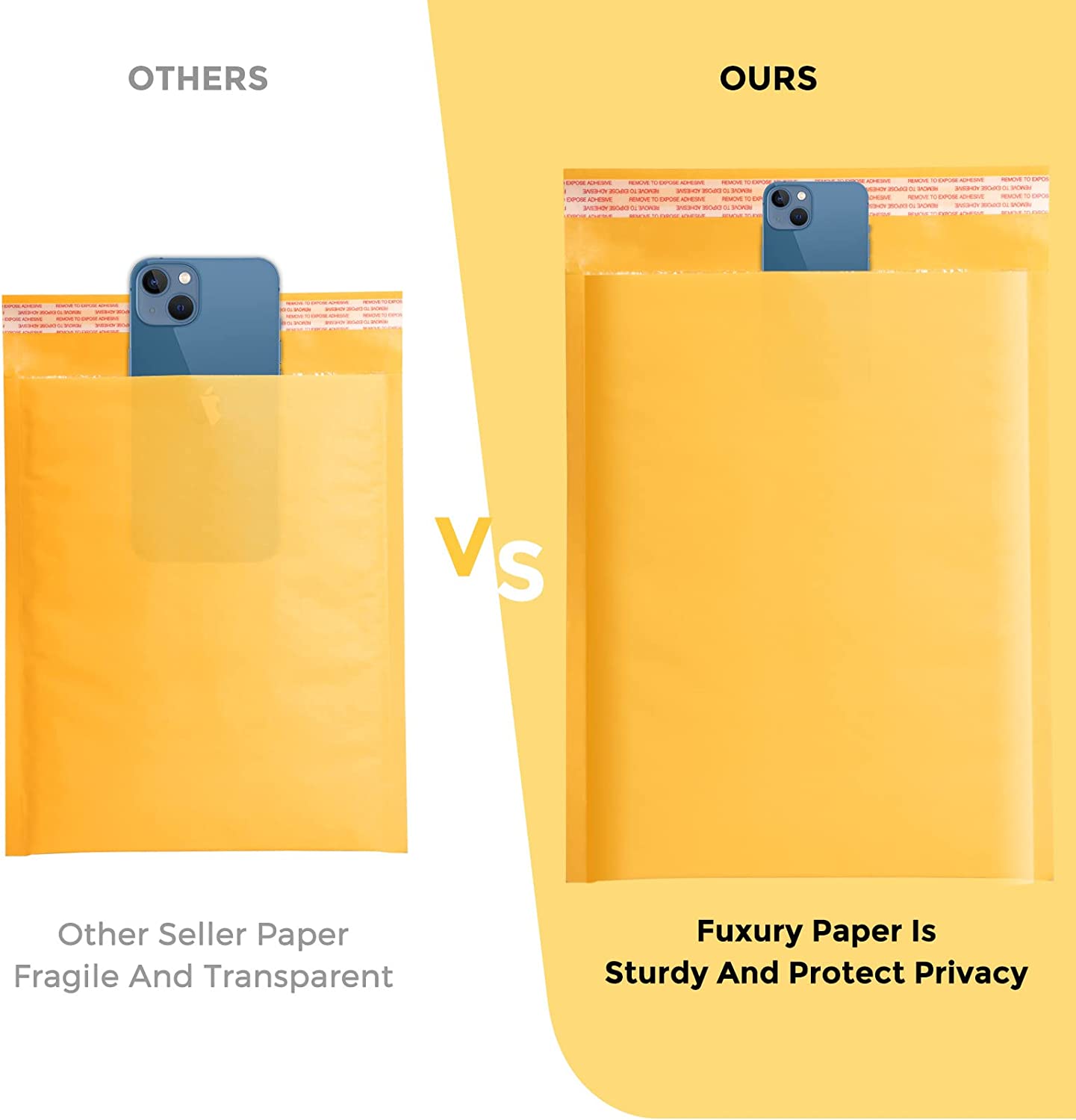 10.5x16 Kraft Bubble Mailer  #5|Usable Size 10.5x15"| Yellow