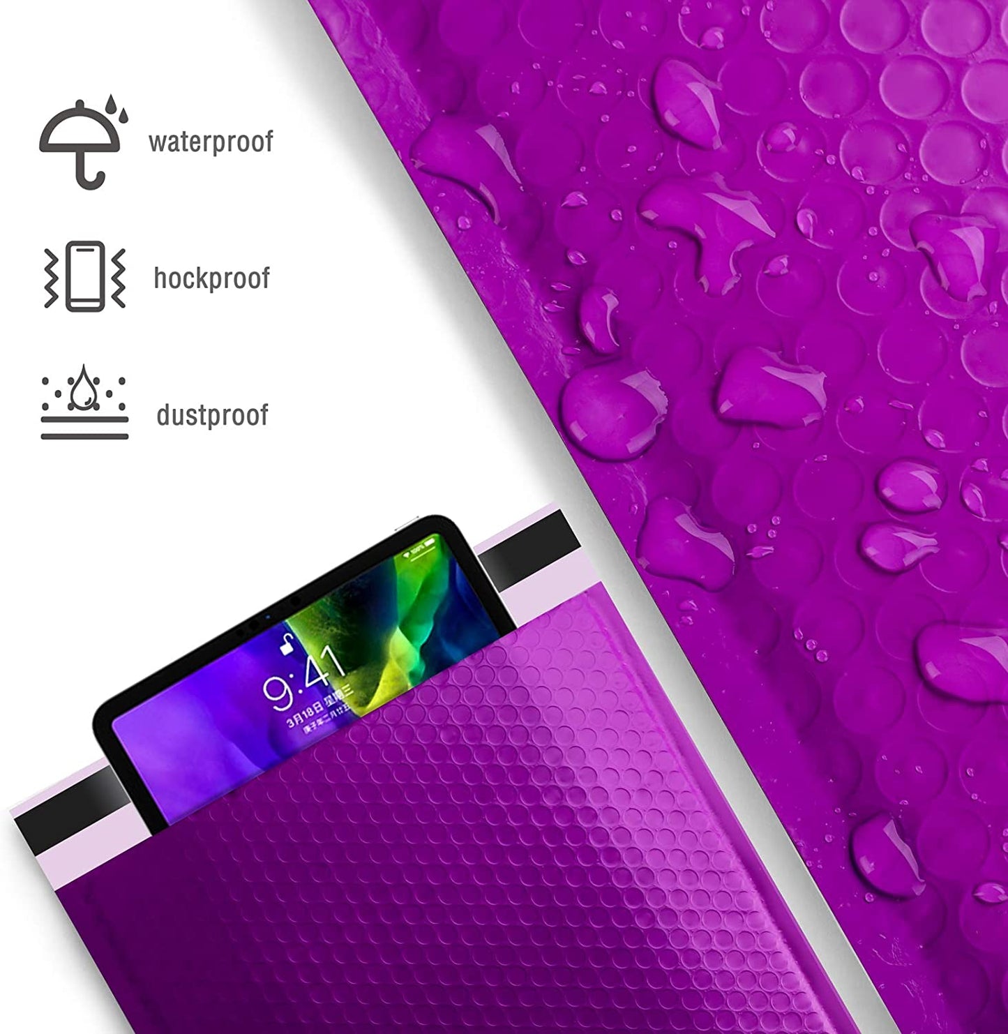 10.5x16 Bubble Mailer #5|Usable Size 10.5x15"| Purple