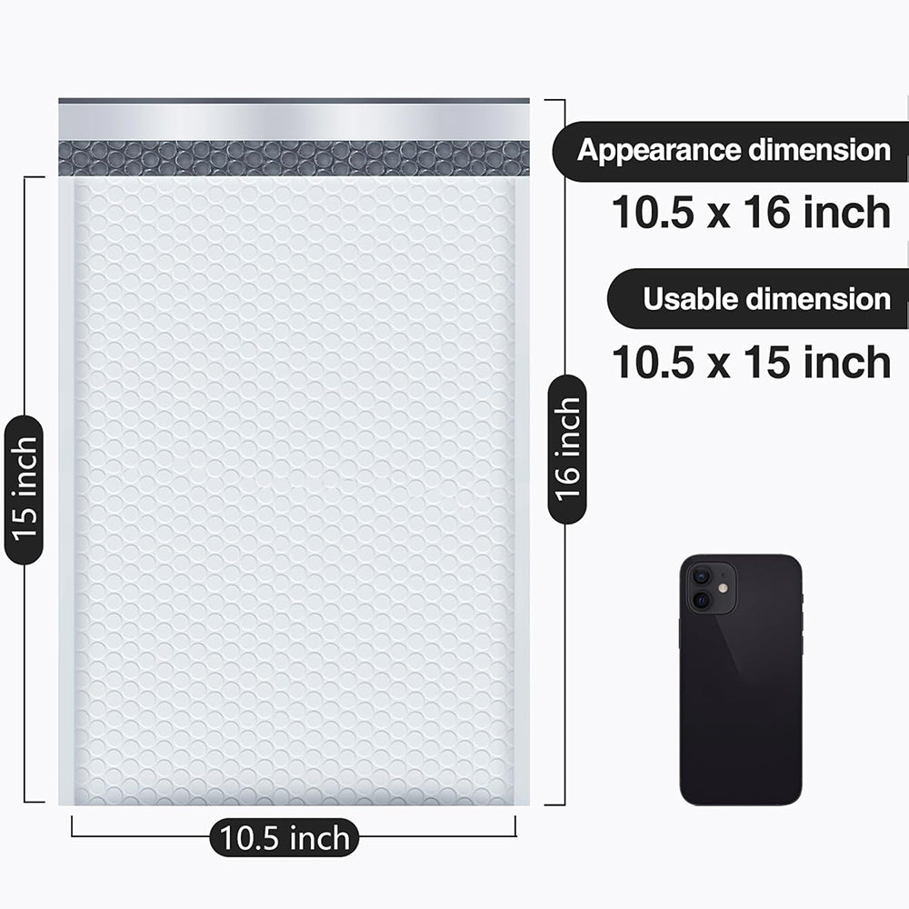 10.5x16 Bubble Mailer #5 | Usable Size 10.5x15" | White