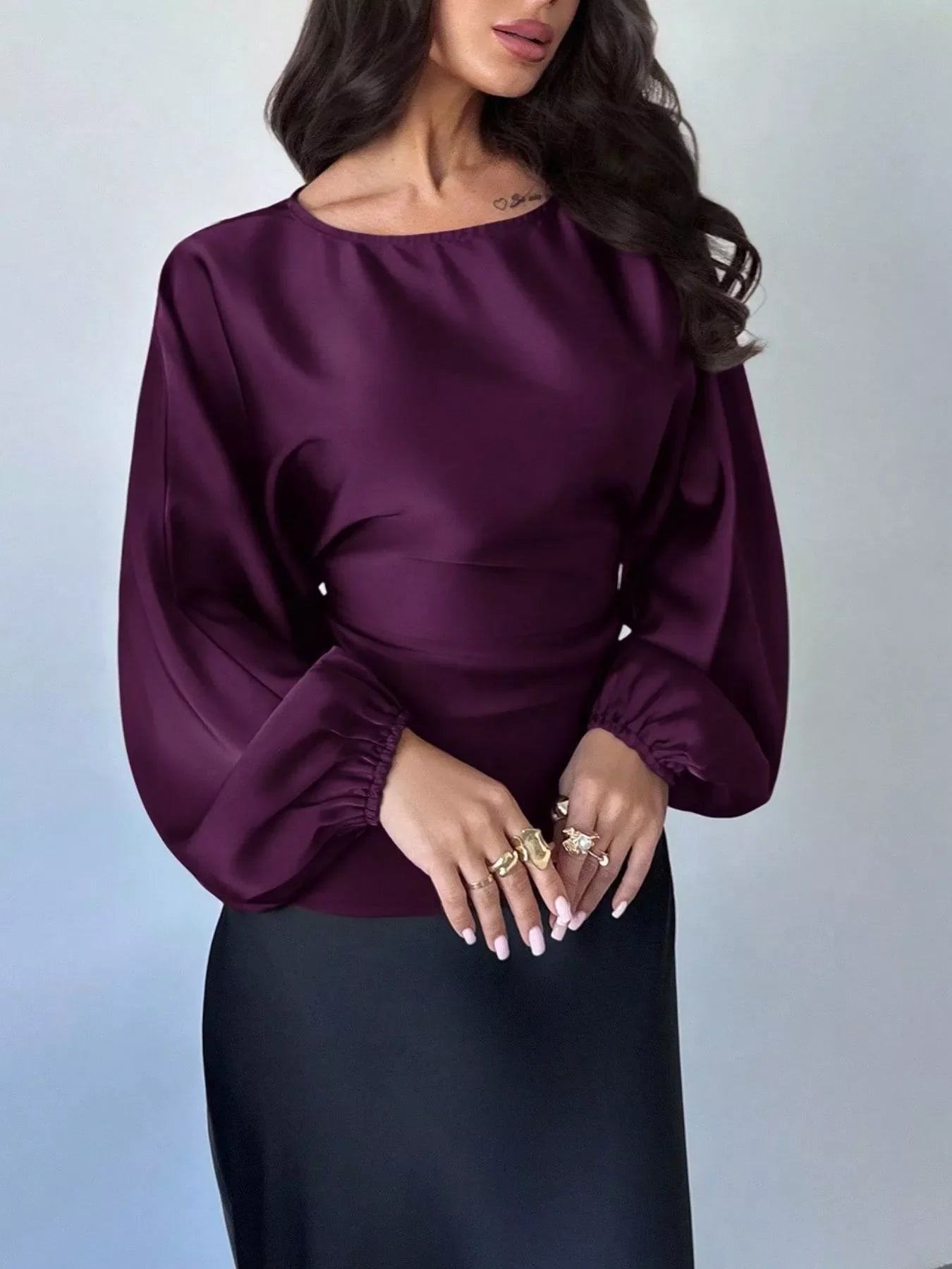 Polka Dot Round Neck Blouse