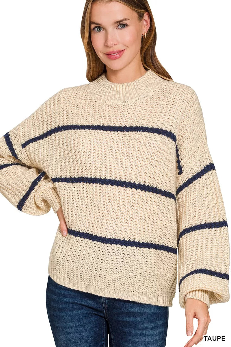 Zenana Oversize Striped Sweater