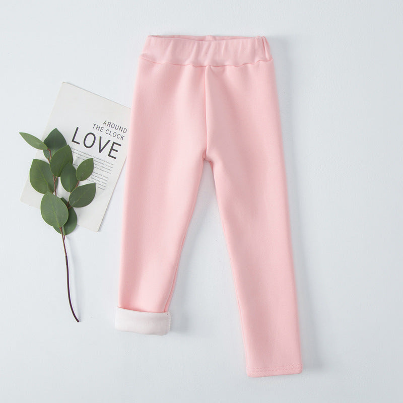 Fleece-lined Extra-thick Casual Pants For Kids