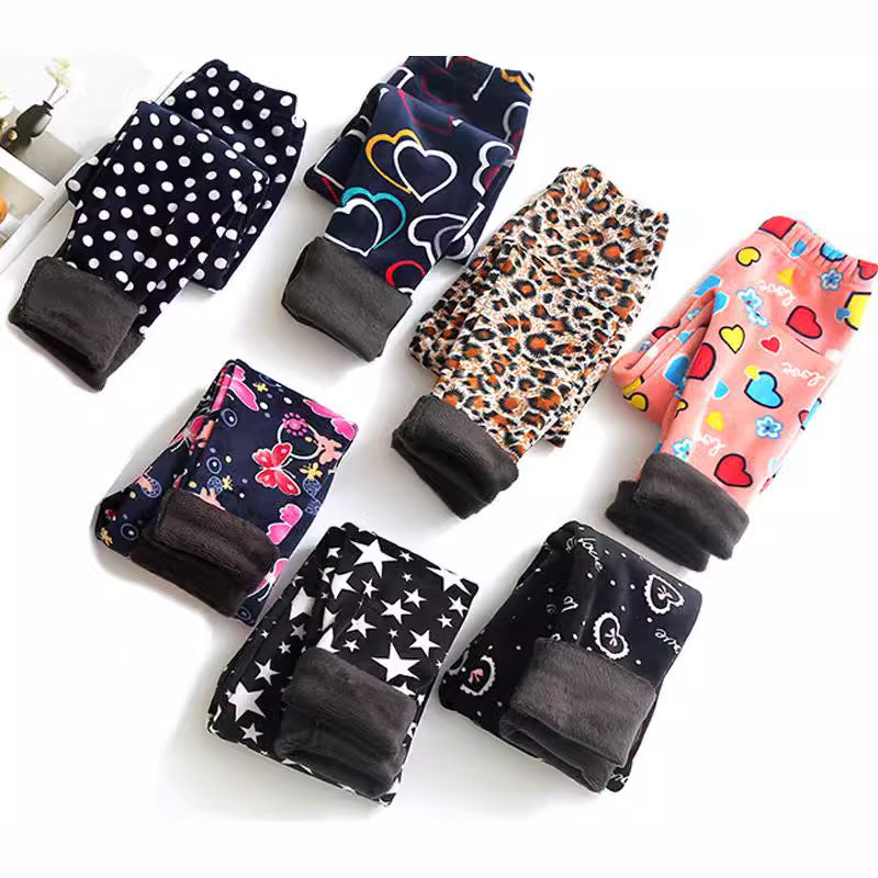 Childrens Printed Slim-fit Warm Pants Long Outerwear Trousers For Older Kids
