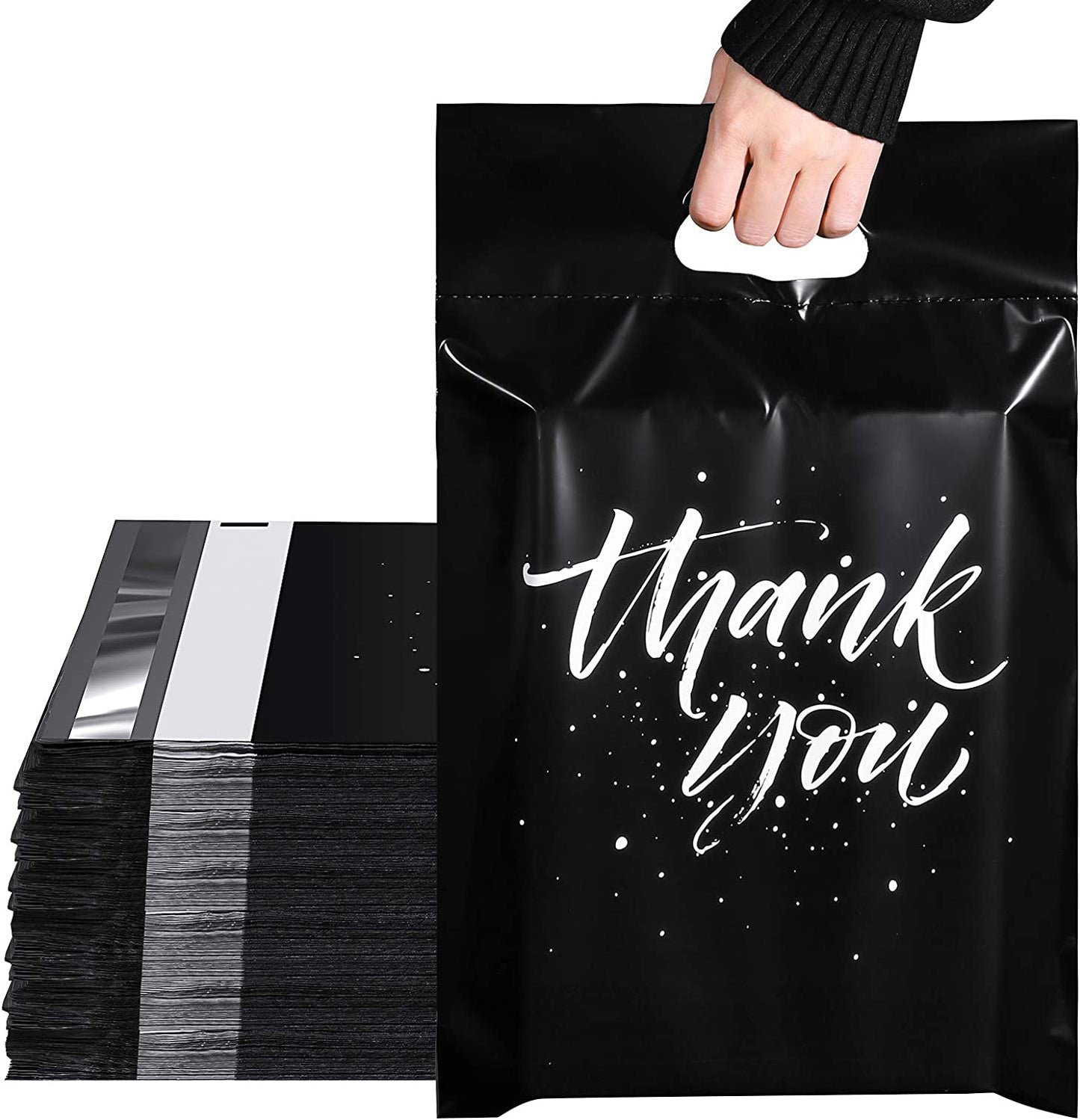 10x13 Poly Mailer Shipping Bags with Handle | Black