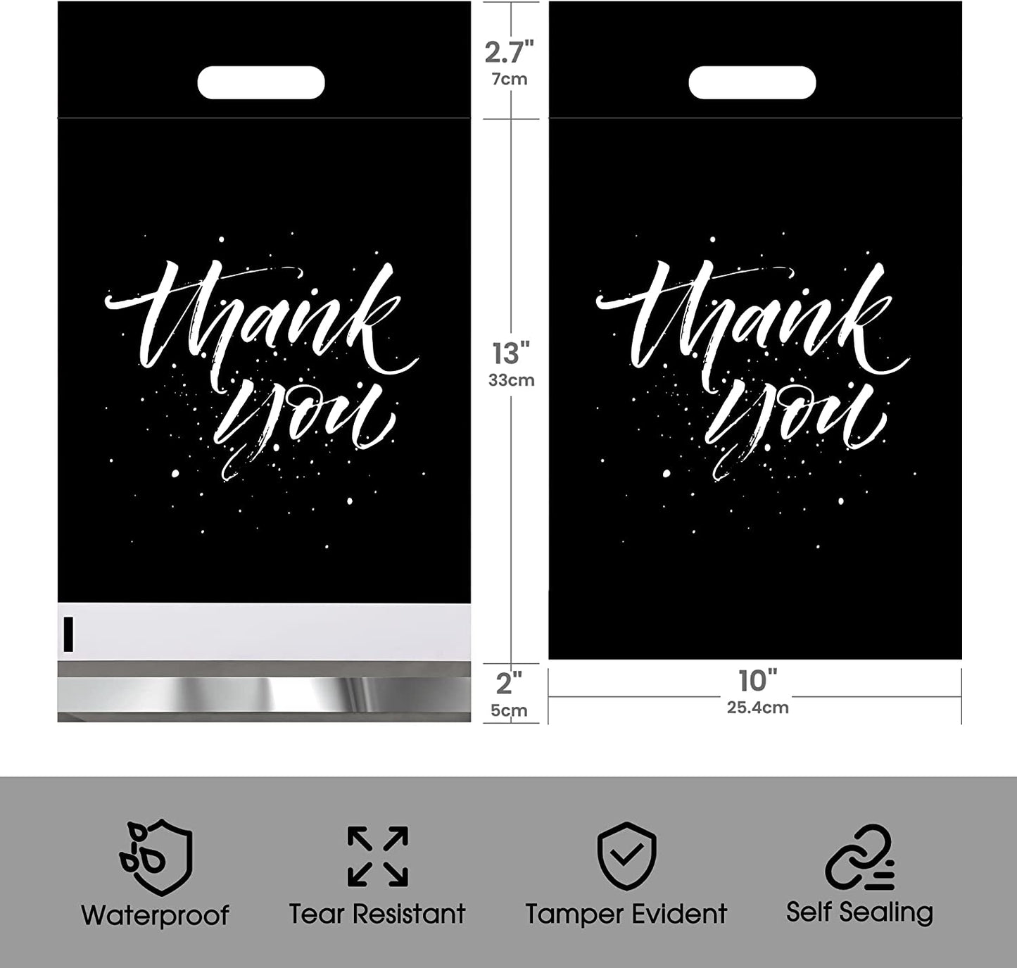 10x13 Poly Mailer Shipping Bags with Handle | Black
