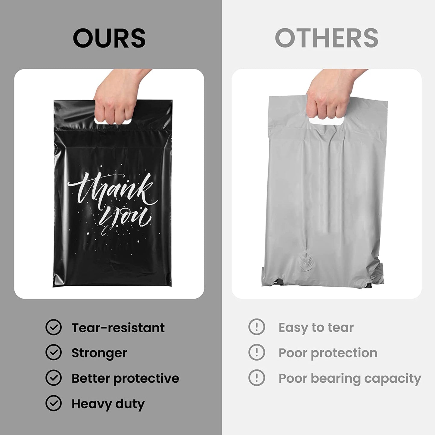 10x13 Poly Mailer Shipping Bags with Handle | Black