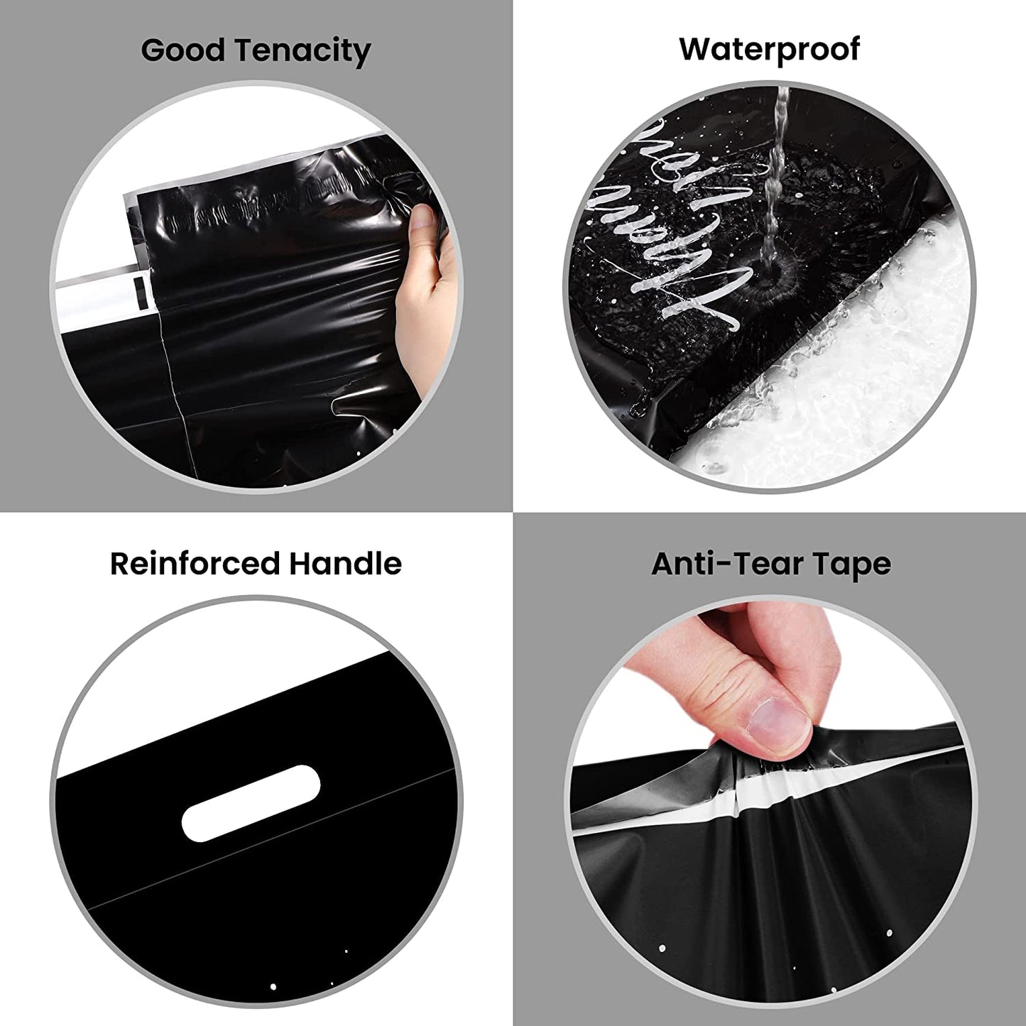 10x13 Poly Mailer Shipping Bags with Handle | Black