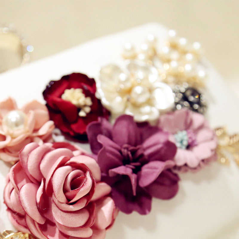 High quality luxury handmade flowers evening bags brand dinner clutch purse with chain flower banquet bags