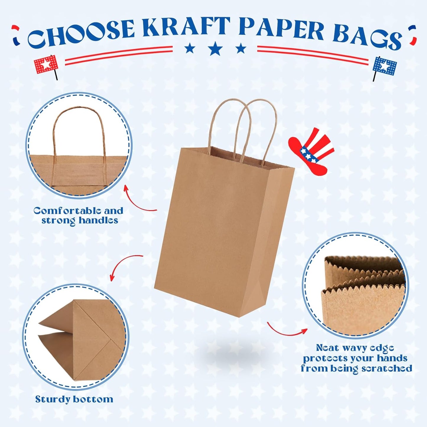 8x4.5x10 Inch Kraft Paper Gift Bags