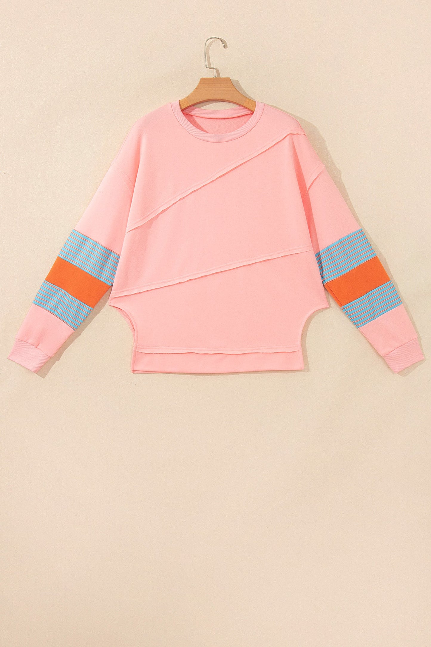 Striped Colorblock Patchwork Long Sleeve Blouse