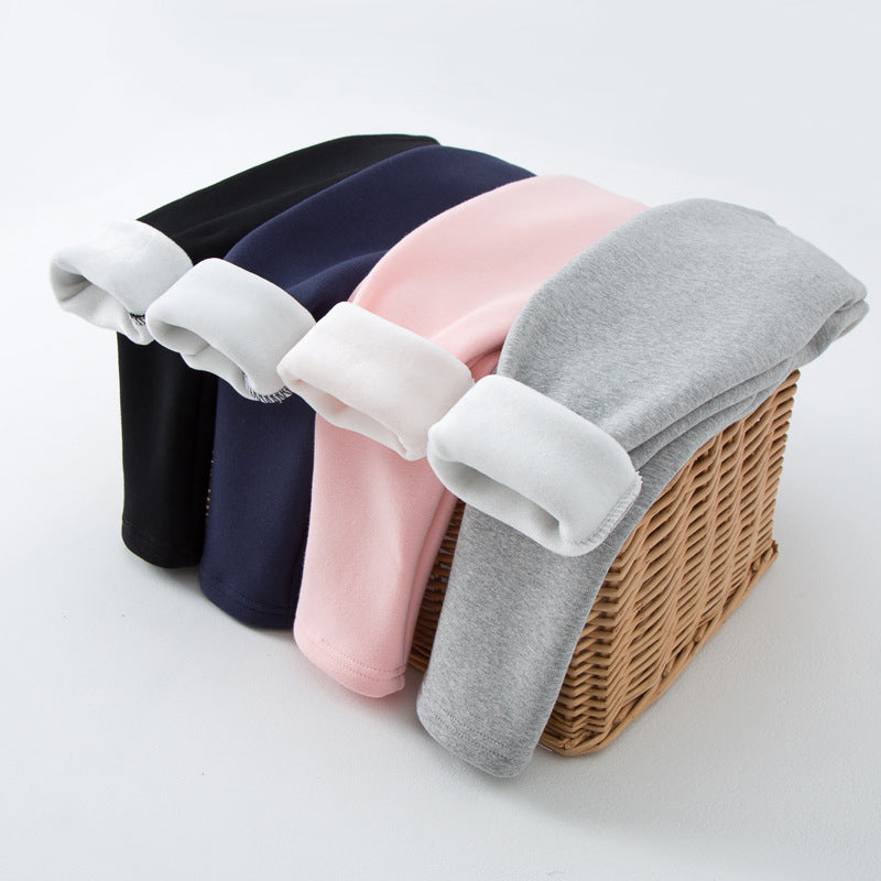 Fleece-lined Extra-thick Casual Pants For Kids