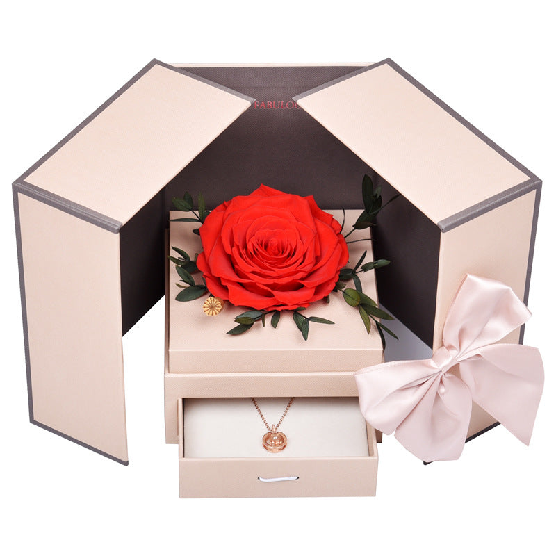 Preserved Flower Jewelry Box Necklace Bracelet Birthday Gift