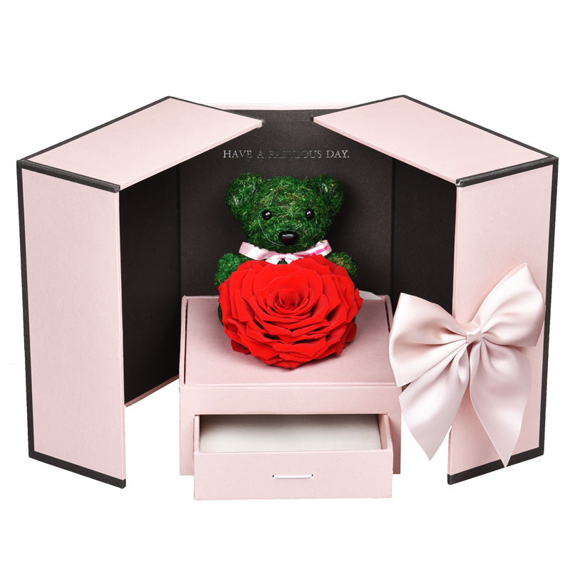 Preserved Flower Jewelry Box Necklace Bracelet Birthday Gift