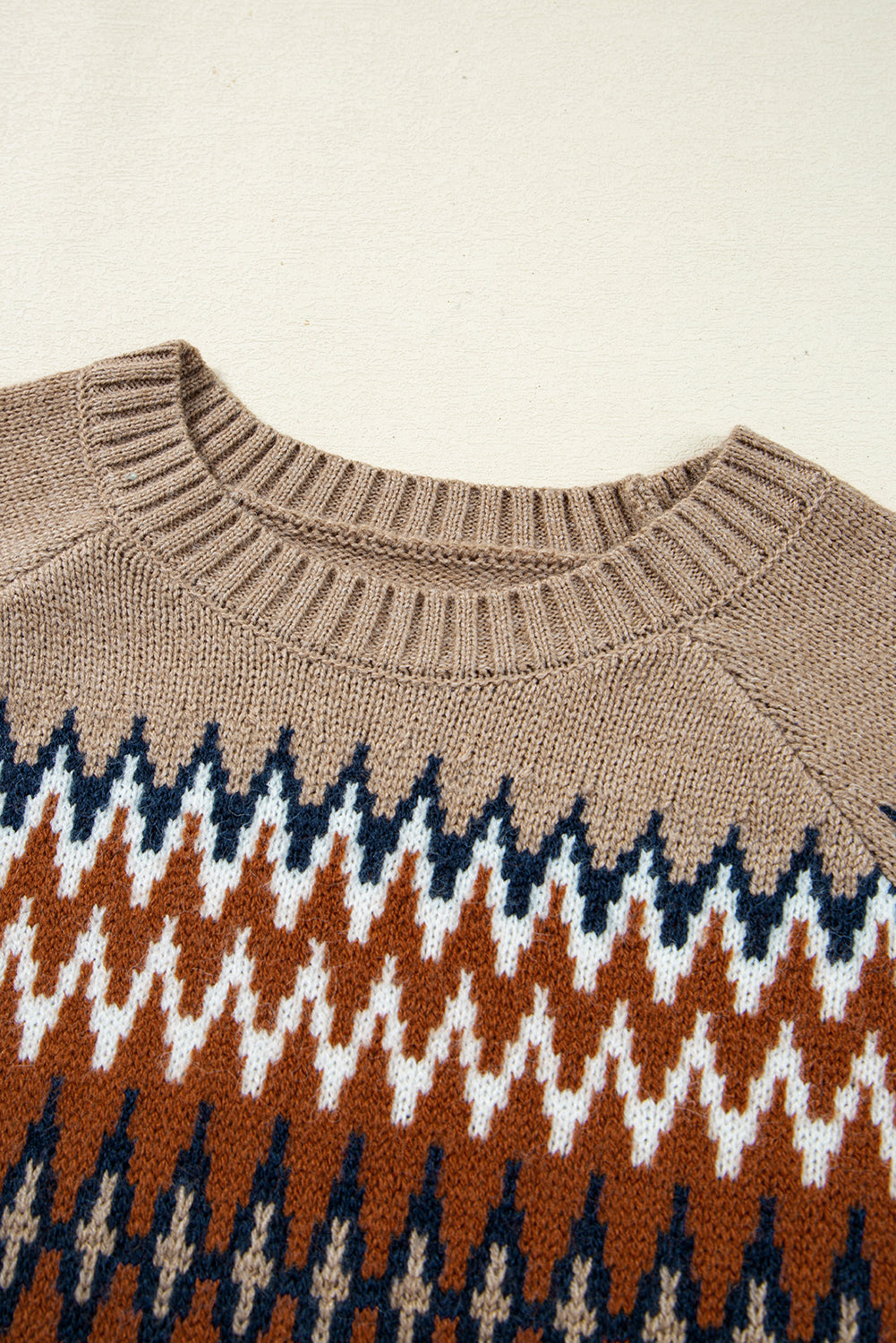 Western Aztec Geometric Colorblock Crewneck Sweater