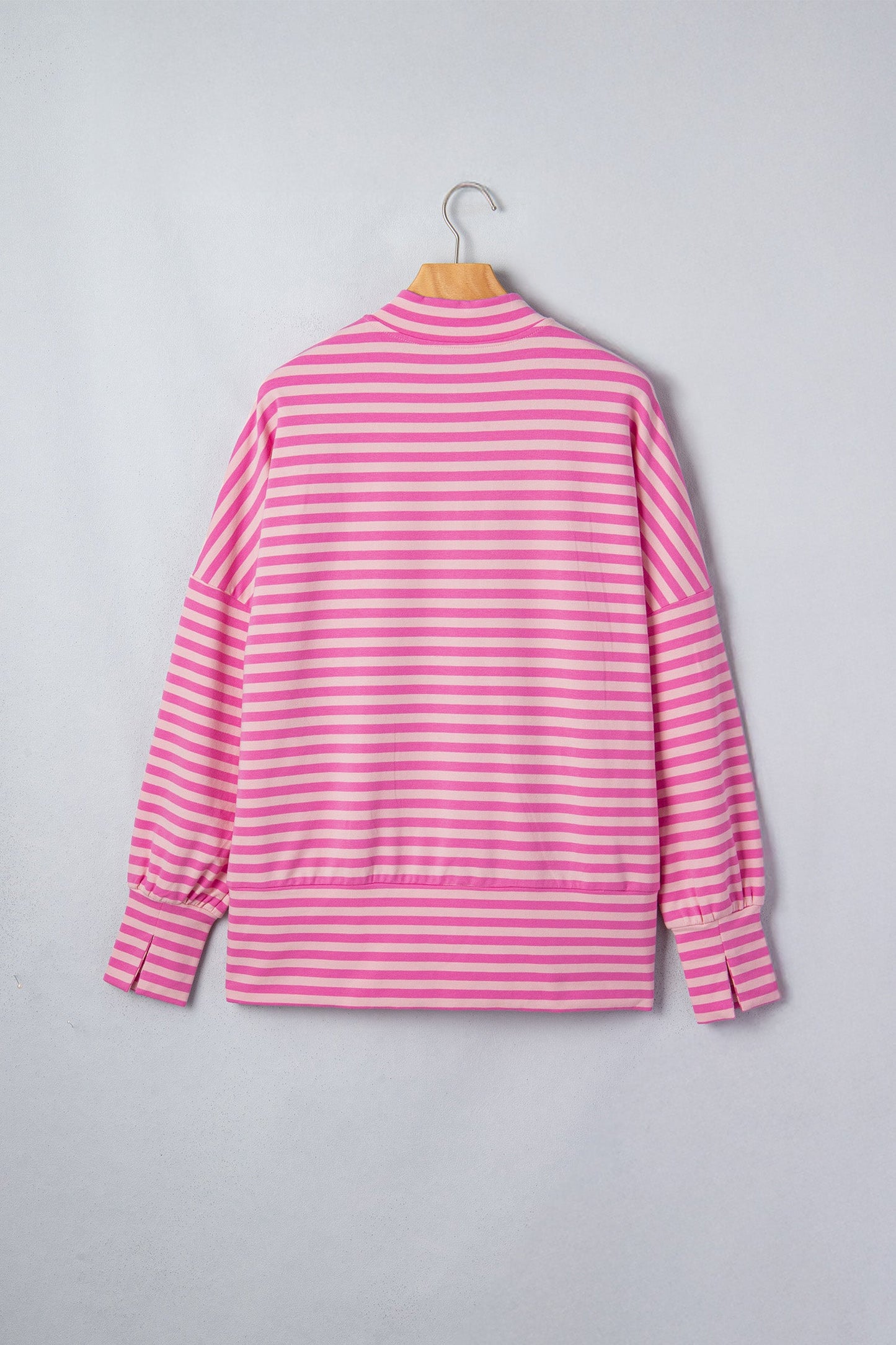 Stripe Puff Sleeve Zip-Up Sweatshirt Jacket