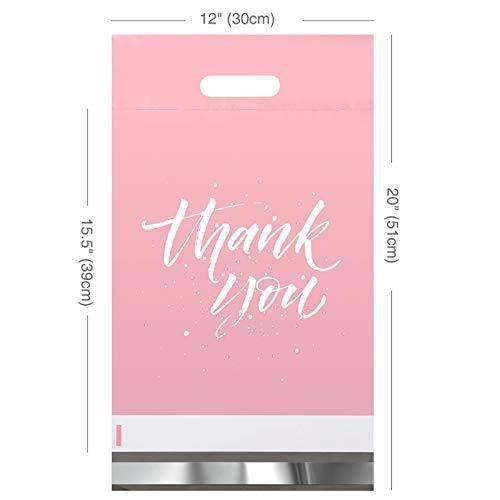 12x15.5 Poly Mailer Self-Sealing Envelope Shipping Bags with Handle | Sakura Pink