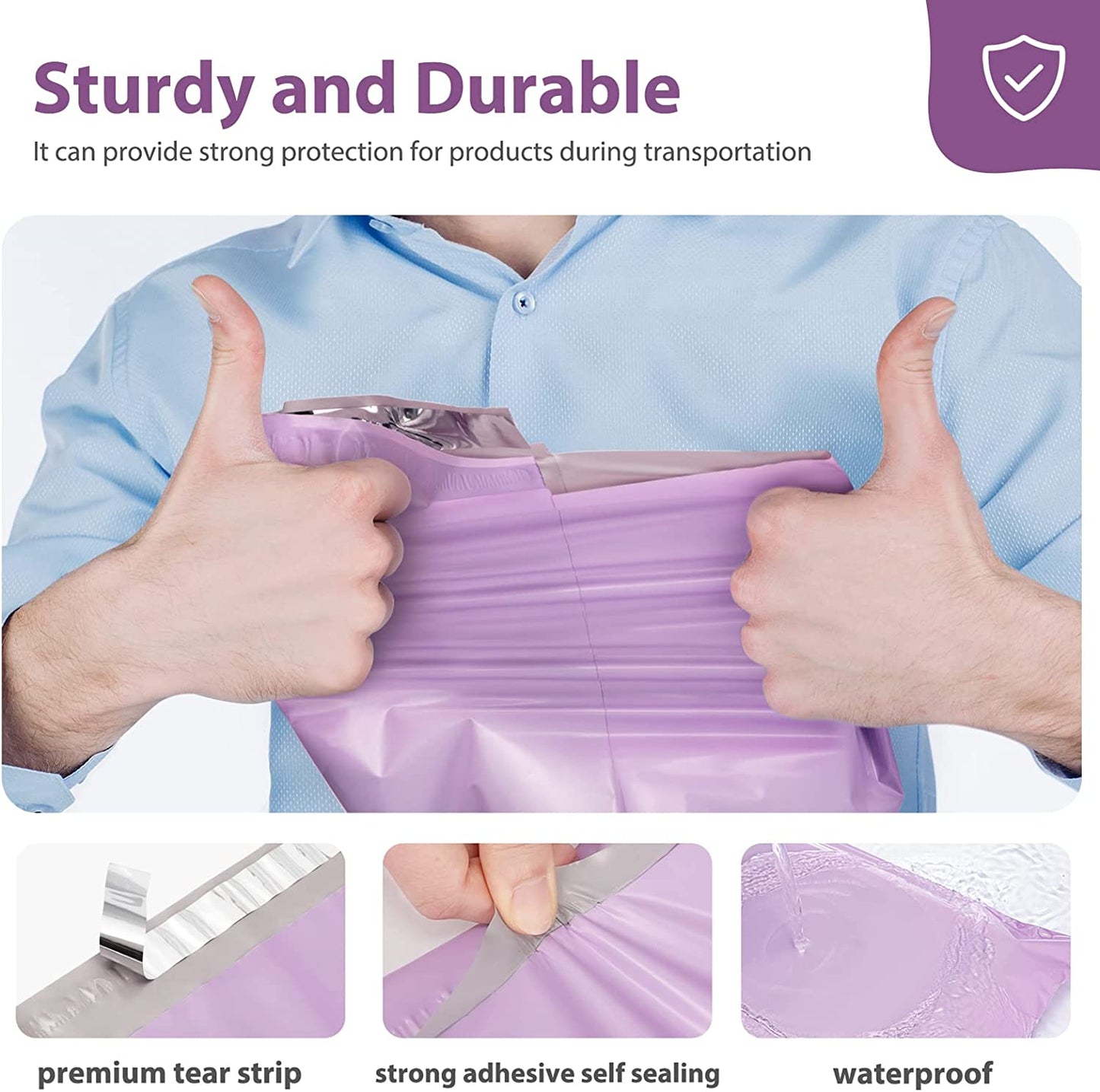 12x15.5 Poly Mailer Envelope Shipping Bags | Light Purple