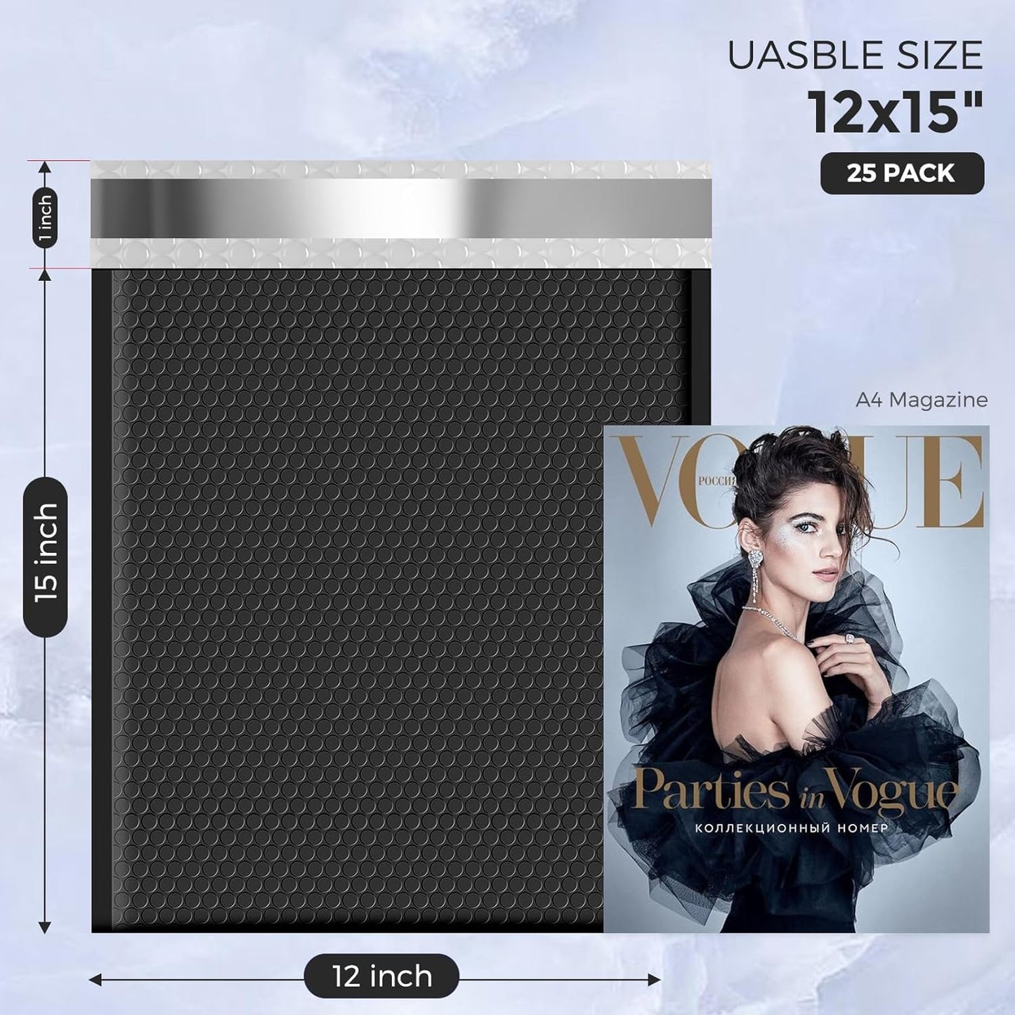 12x16 Bubble Mailer | Usable Size 12x15" | Black