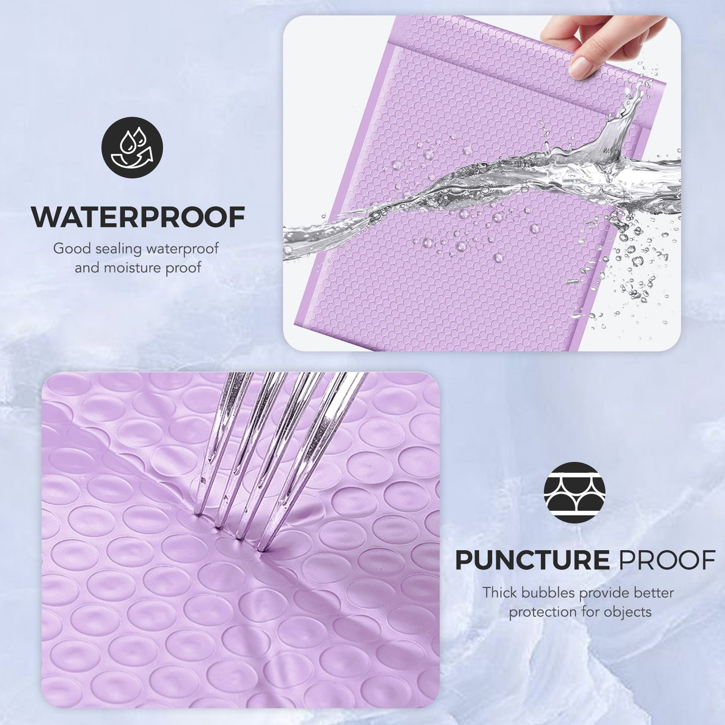 12x16 Bubble Mailer | Usable Size 12x15" | Light Purple