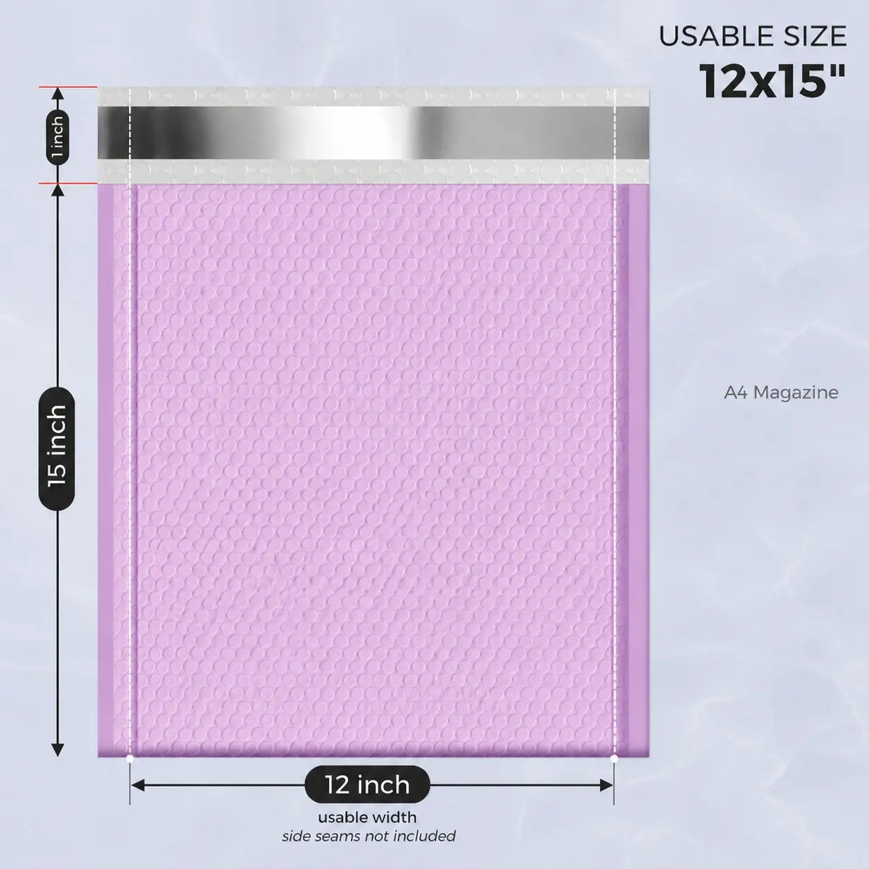 12x16 Bubble Mailer | Usable Size 12x15" | Light Purple