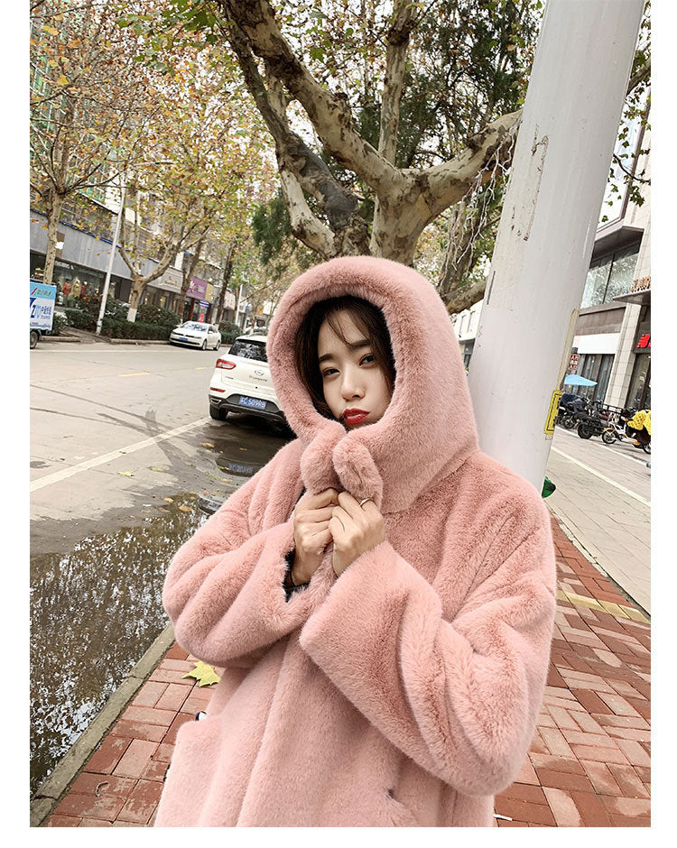 Faux fur mink women plush coat