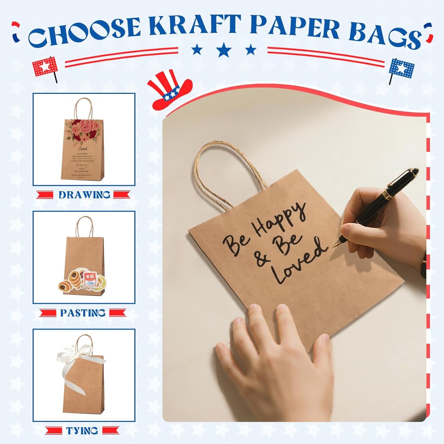 8x4.5x10 Inch Kraft Paper Gift Bags | 300 Pack Wholesale