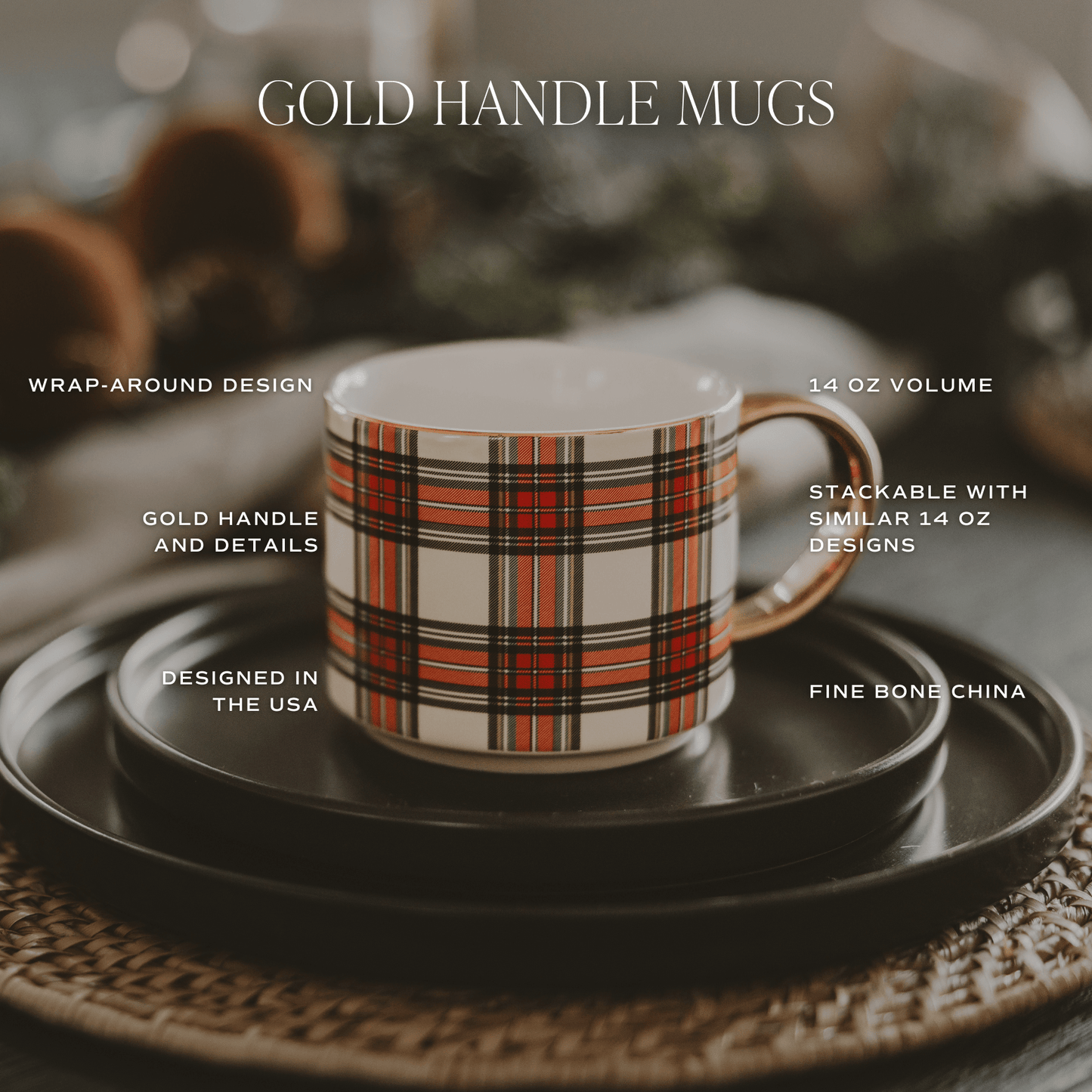 Red Stripe 14 oz Gold Handle Coffee Mug