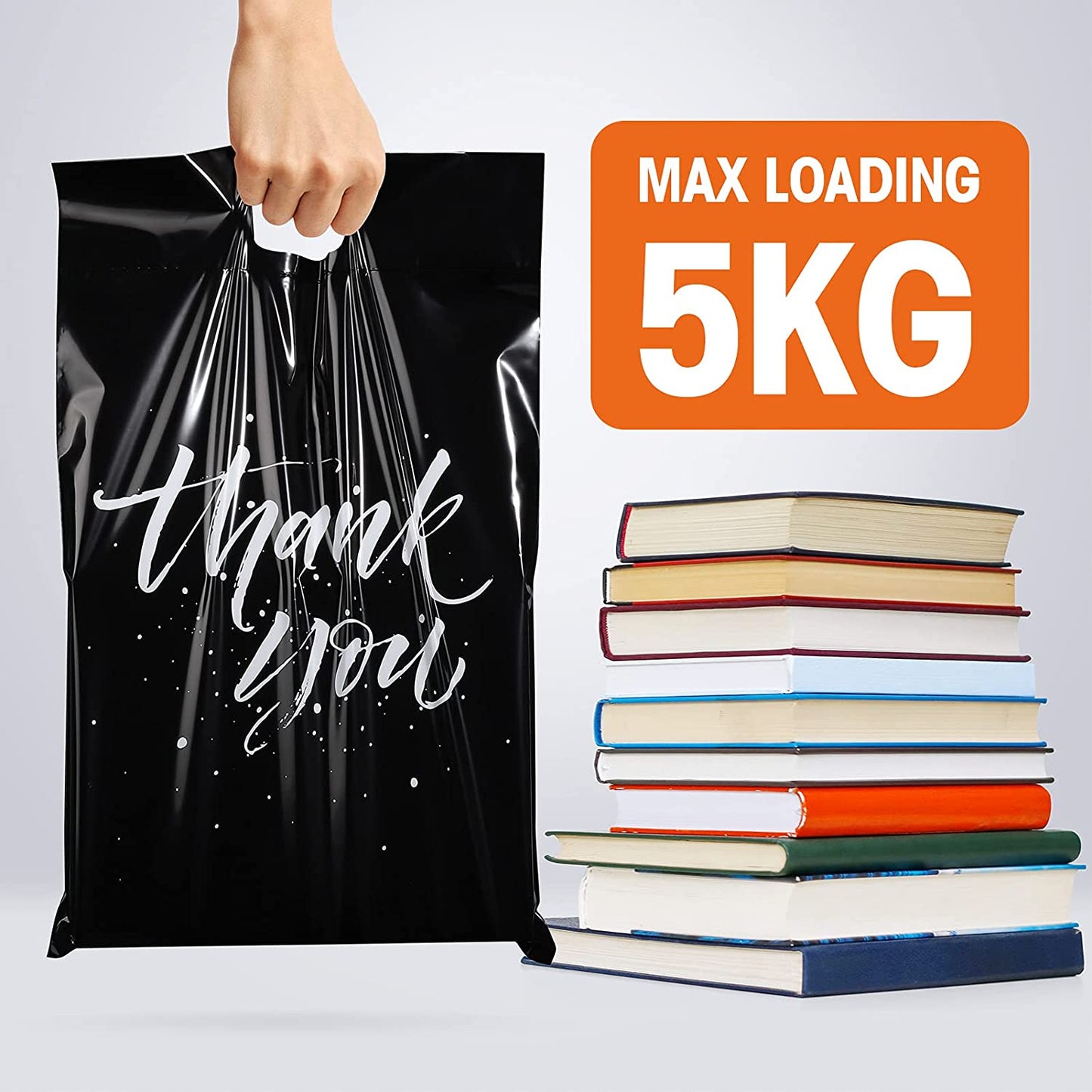 14.5x19 Poly Mailer Self-Sealing Envelope Shipping Bags with Handle | Black