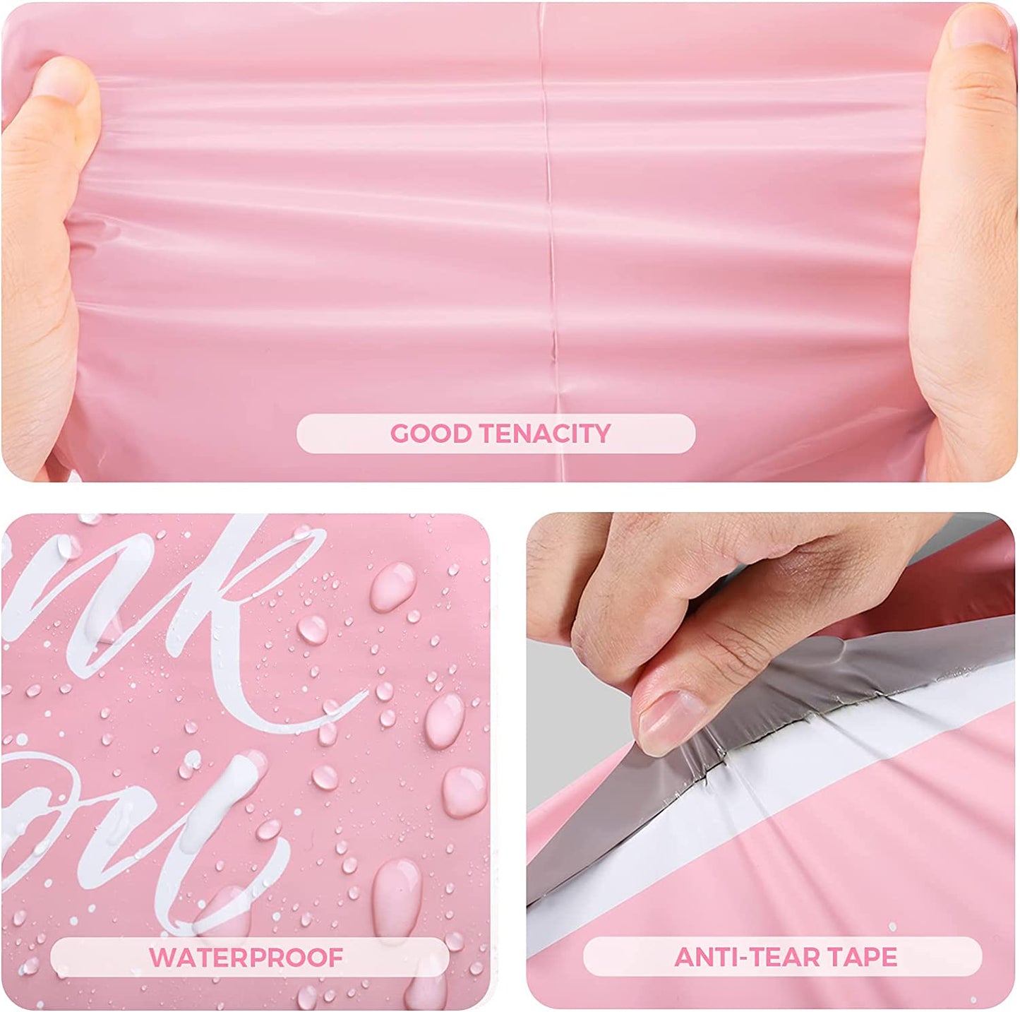 14.5x19 Poly Mailer Self-Sealing Envelope Shipping Bags with Handle | Sakura Pink