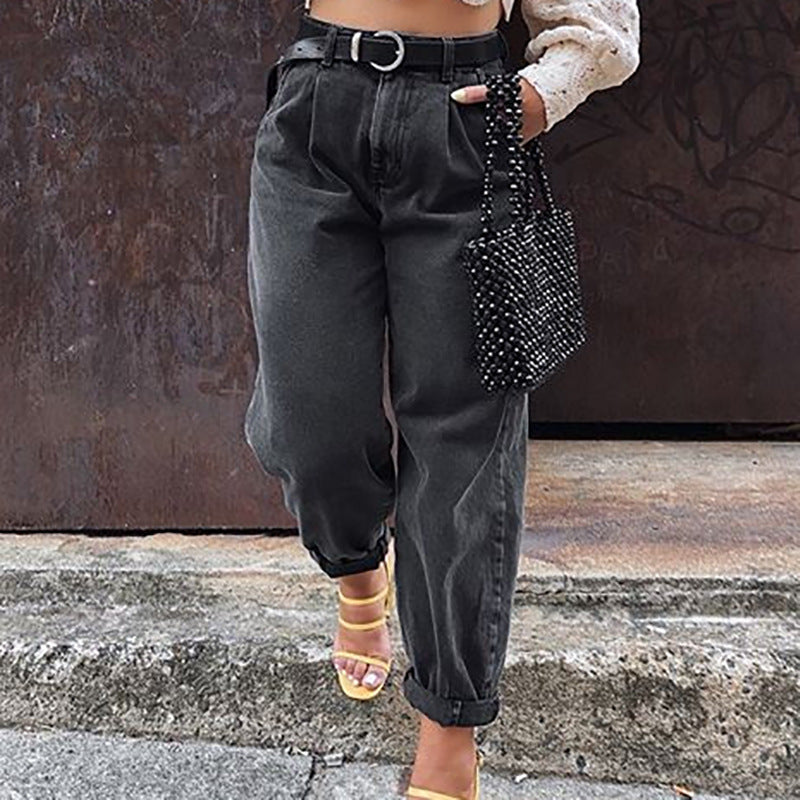 High waist harem denim trousers