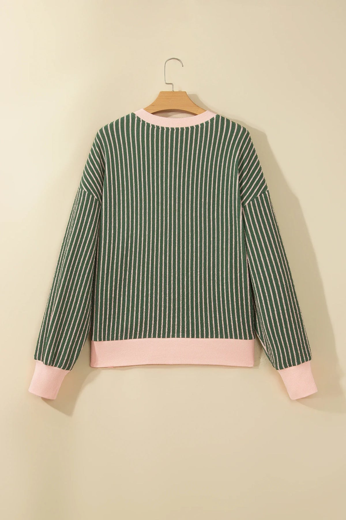 Stripe Contrast Trim Buttoned V-Neck Cardigan