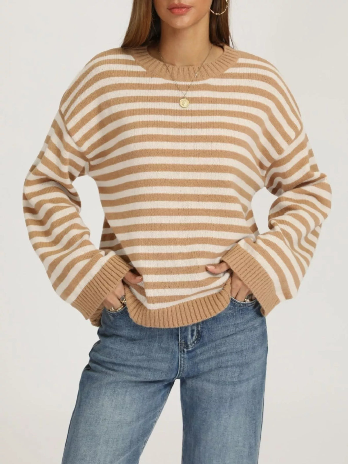 Striped Dropped Shoulder Sweater