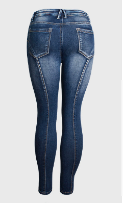 Mid-rise elastic split-leg hem