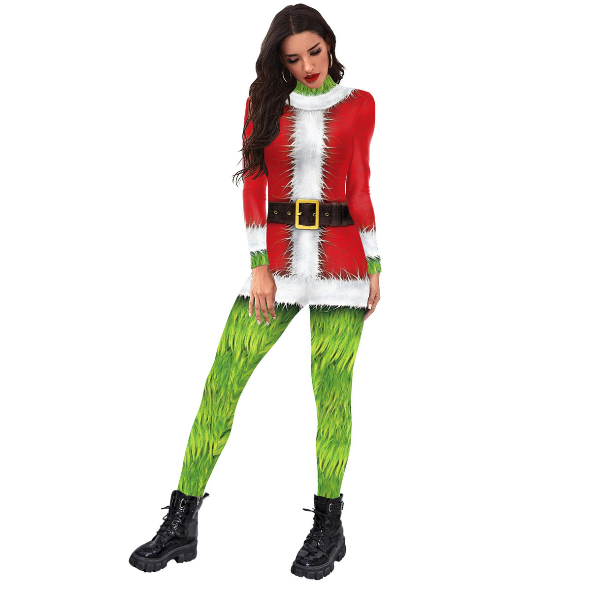 Christmas Clothing  Family Clothing Cos Stage Costume Digital Printed Jumpsuit Tight Jumpsuit